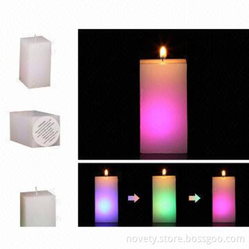 LED Rectangular Candle, Real Smokeless Wax Candles Really Change Colors when Lit